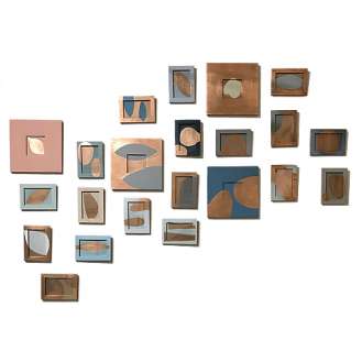 Set of 22 Sculptural Paintings Acrylic & Copper Leaf on Wood (B1025)